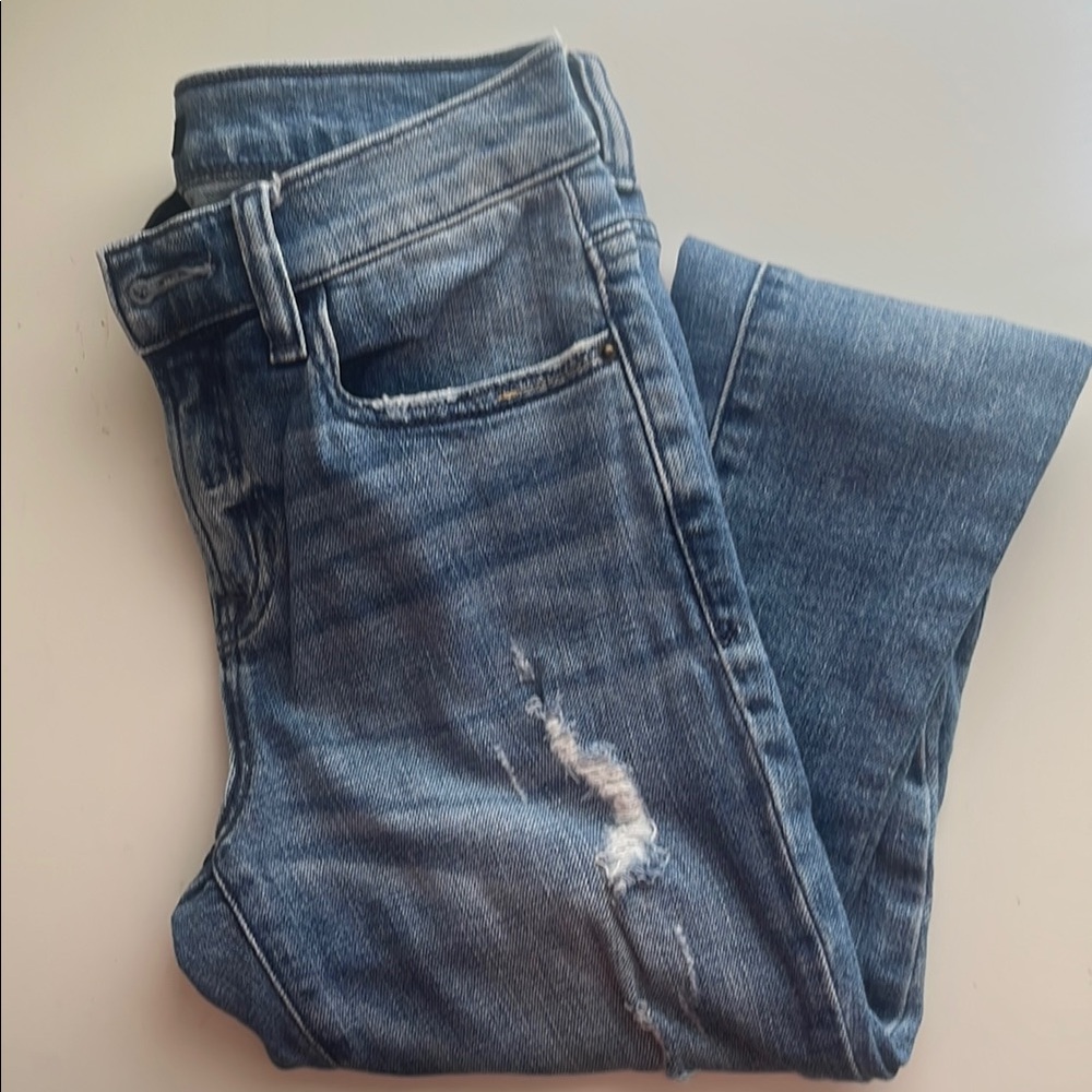 Forever 21 Blue Boyfriend Jeans Distressed Casual